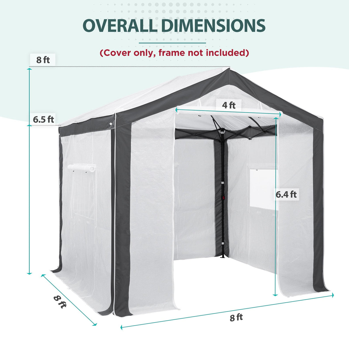 Replacement Cover for 8x6 Portable Pop up Greenhouse with Polyester Reinforced Corners - Eagle Peak Custom Canopy Tent