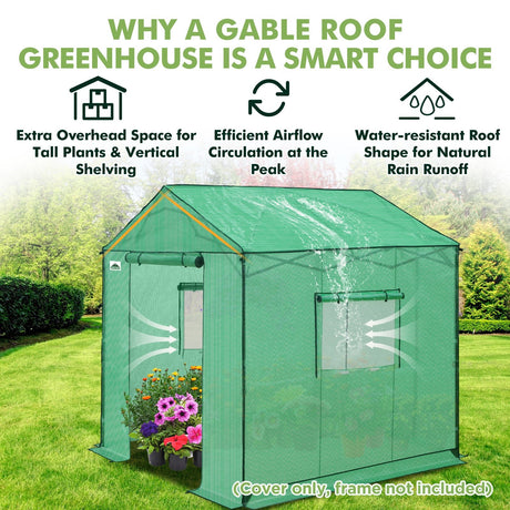 Replacement Cover for 8x8 Gable Roof Pop up Greenhouse - Eagle Peak Custom Canopy Tent