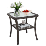 Rustic Veranda Outdoor Wicker Side Table, Brown - Eagle Peak Custom Canopy Tent