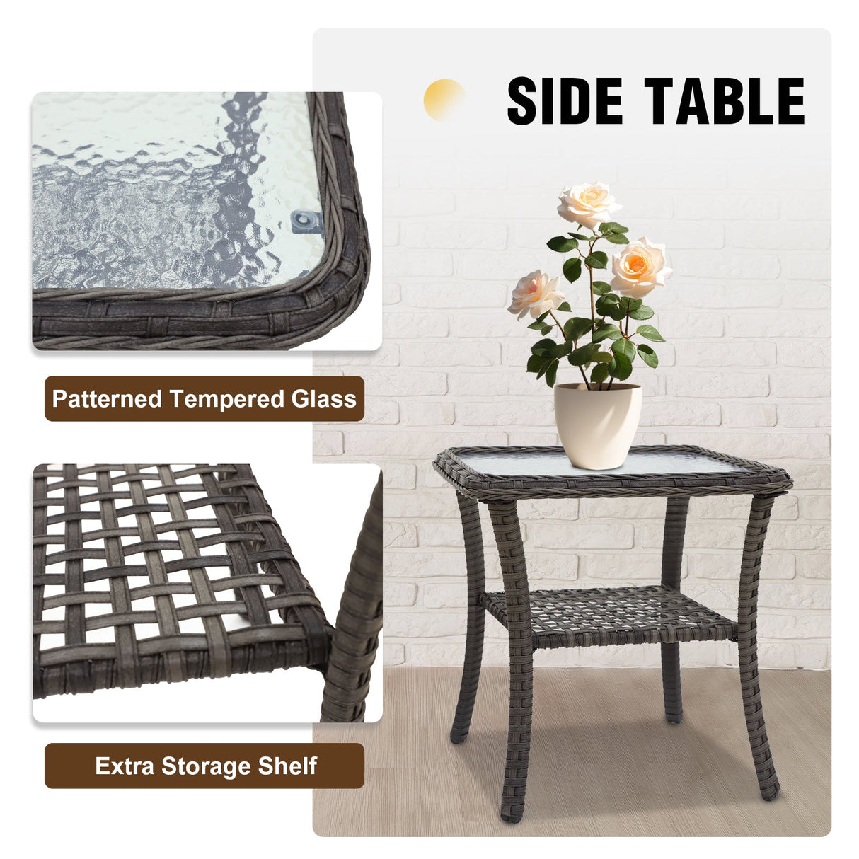 Rustic Veranda Outdoor Wicker Side Table, Brown - Eagle Peak Custom Canopy Tent