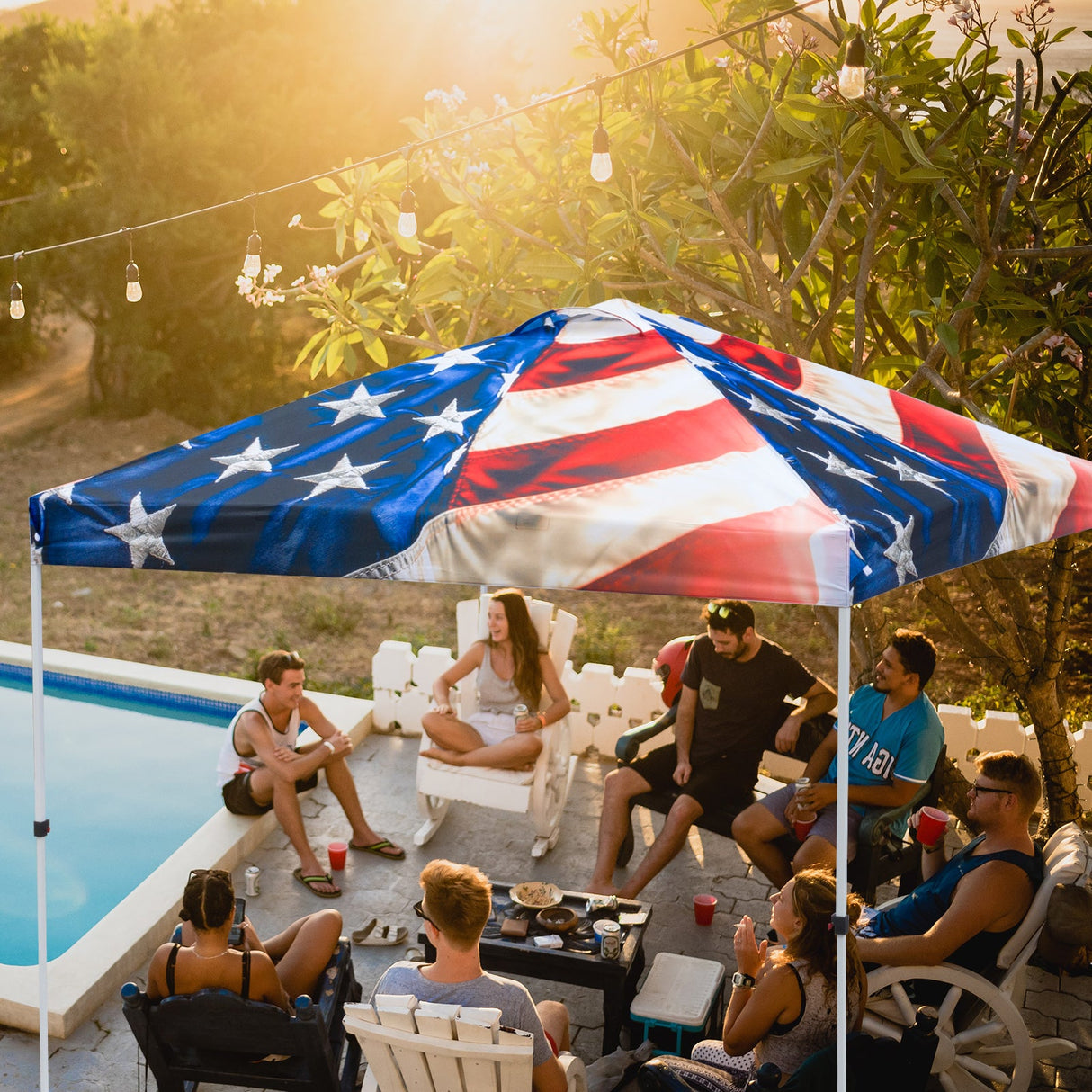 SHADE GRAPHiX Easy Setup 10x10 Pop Up Canopy Digital Printed Tent(Stars and Stripes) - Eagle Peak Custom Canopy Tent