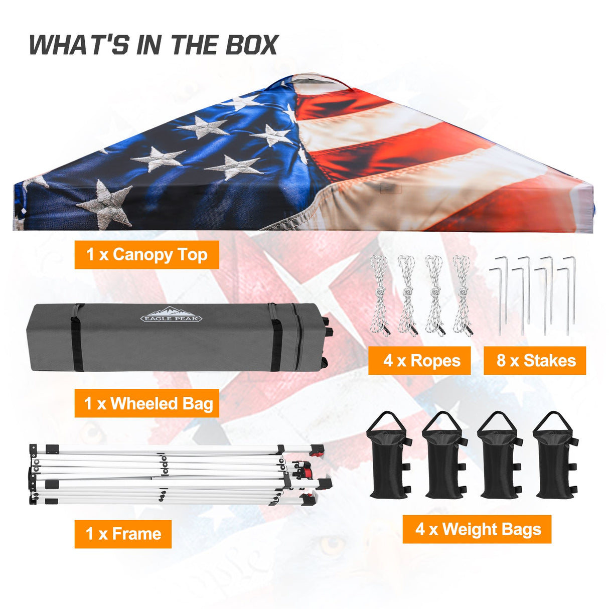 SHADE GRAPHiX Easy Setup 10x10 Pop Up Canopy Digital Printed Tent(Stars and Stripes) - Eagle Peak Custom Canopy Tent