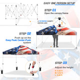 SHADE GRAPHiX Easy Setup 10x10 Pop Up Canopy Digital Printed Tent(Stars and Stripes) - Eagle Peak Custom Canopy Tent