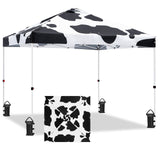 SHADE GRAPHiX Easy Setup 10x10 Pop Up Canopy Tent with Digital Printed Cow Print Top - Eagle Peak Custom Canopy Tent
