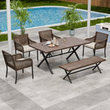 Sienna Bay Outdoor Dining Set for 4/6, Brown/Beige - Eagle Peak Custom Canopy Tent