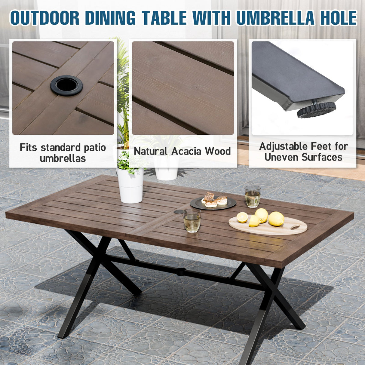 Sienna Bay Outdoor Dining Set for 4/6, Brown/Beige - Eagle Peak Custom Canopy Tent