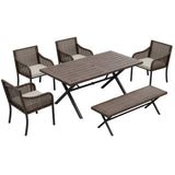 Sienna Bay Outdoor Dining Set for 4/6, Brown/Beige - Eagle Peak Custom Canopy Tent