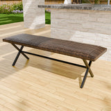 Sienna Bay Outdoor Wicker Dining Bench, Brown - Eagle Peak Custom Canopy Tent