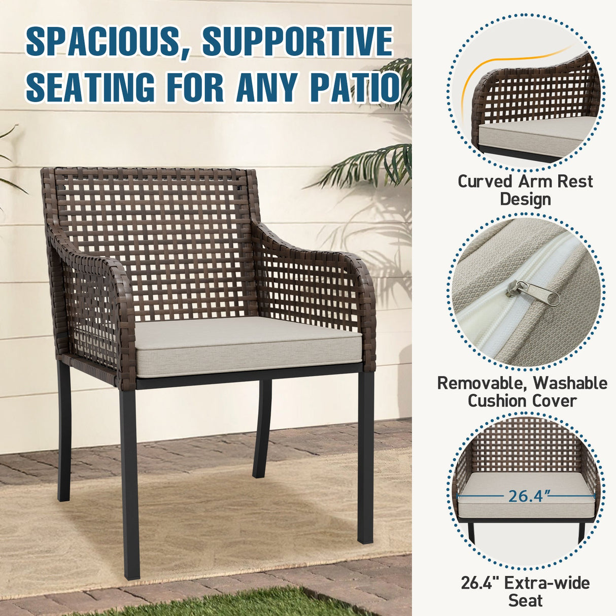 Sienna Bay Outdoor Wicker Dining Chairs, Set of 2,4, Brown/Beige - Eagle Peak Custom Canopy Tent