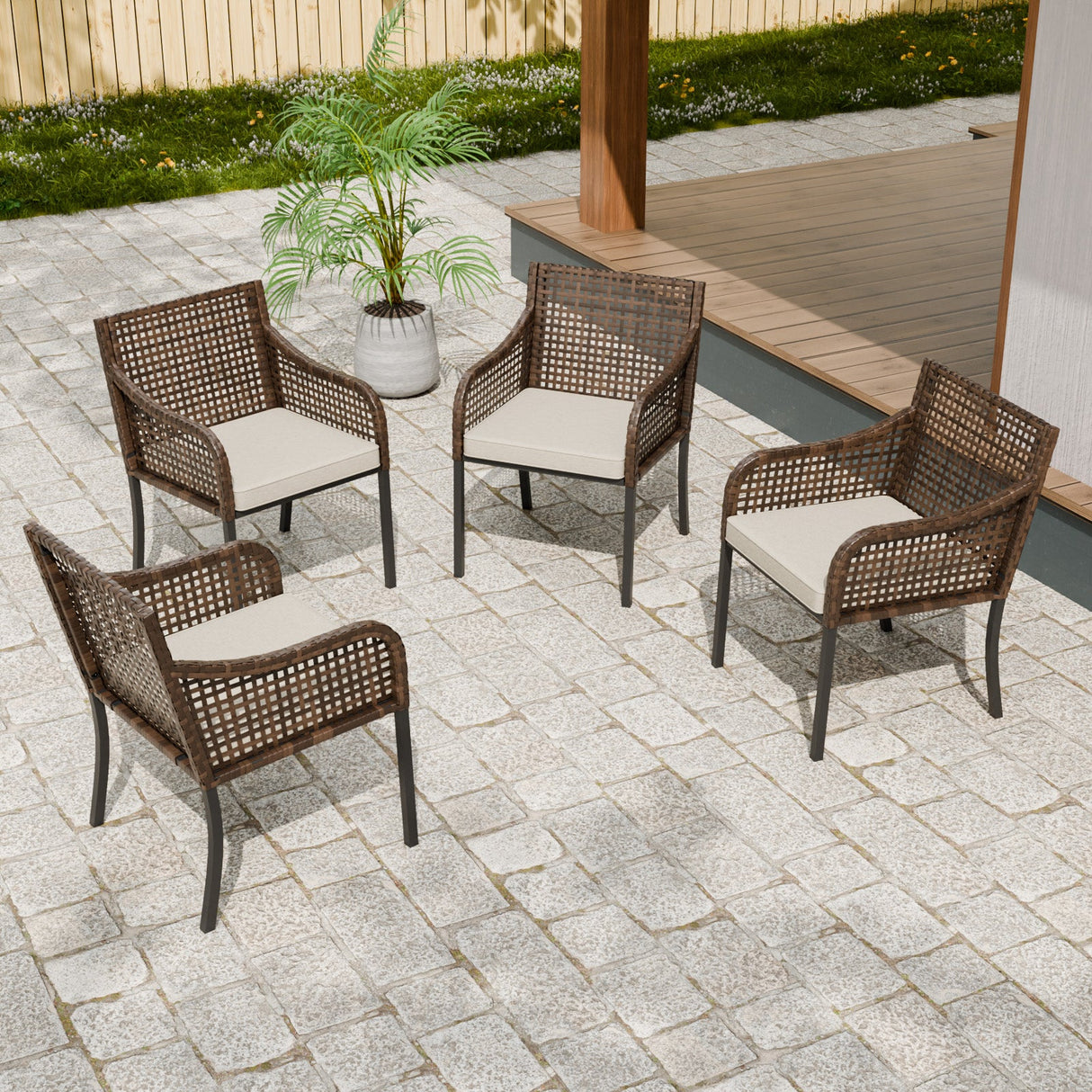 Sienna Bay Outdoor Wicker Dining Chairs, Set of 2,4, Brown/Beige - Eagle Peak Custom Canopy Tent