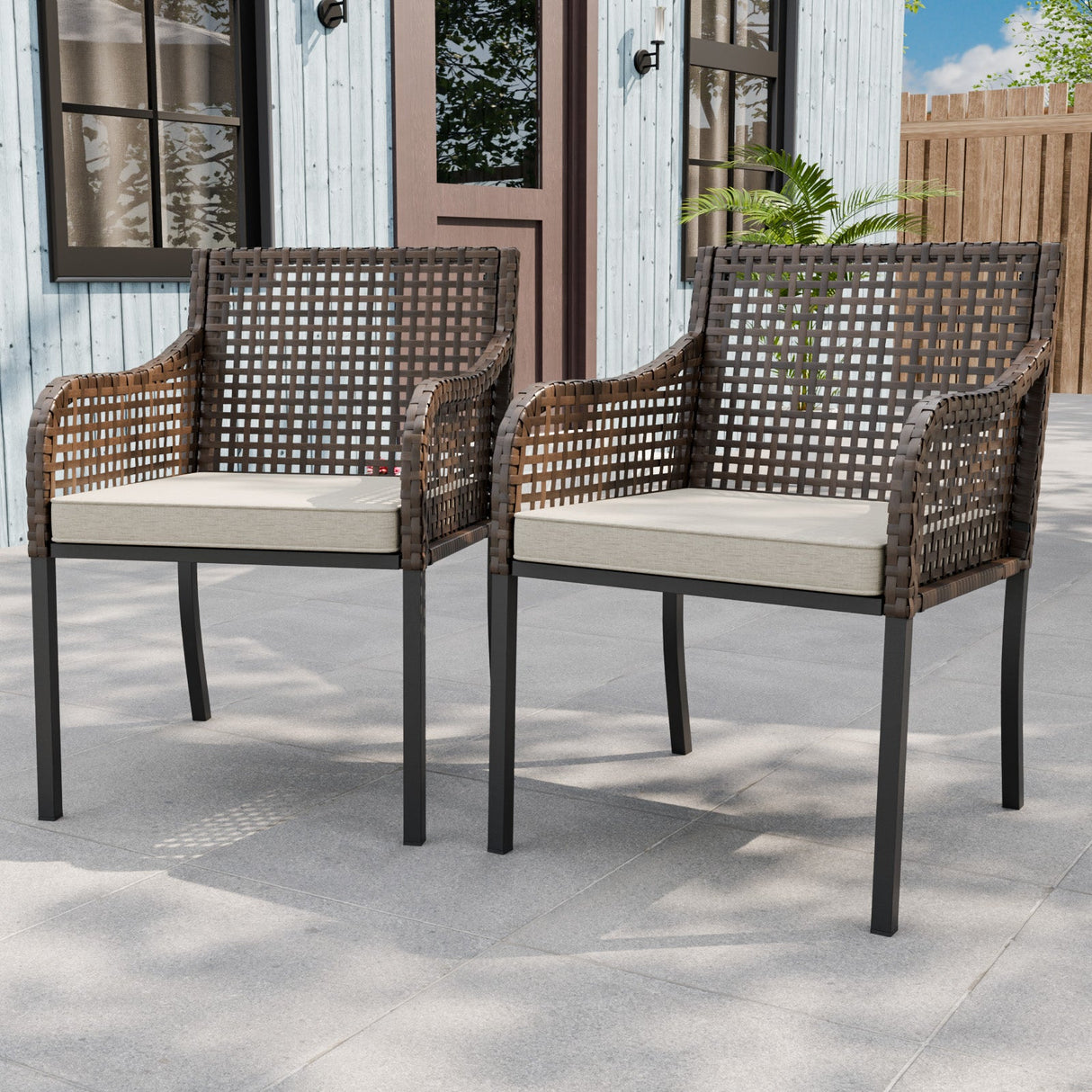 Sienna Bay Outdoor Wicker Dining Chairs, Set of 2,4, Brown/Beige - Eagle Peak Custom Canopy Tent