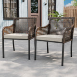 Sienna Bay Outdoor Wicker Dining Chairs, Set of 2,4, Brown/Beige - Eagle Peak Custom Canopy Tent