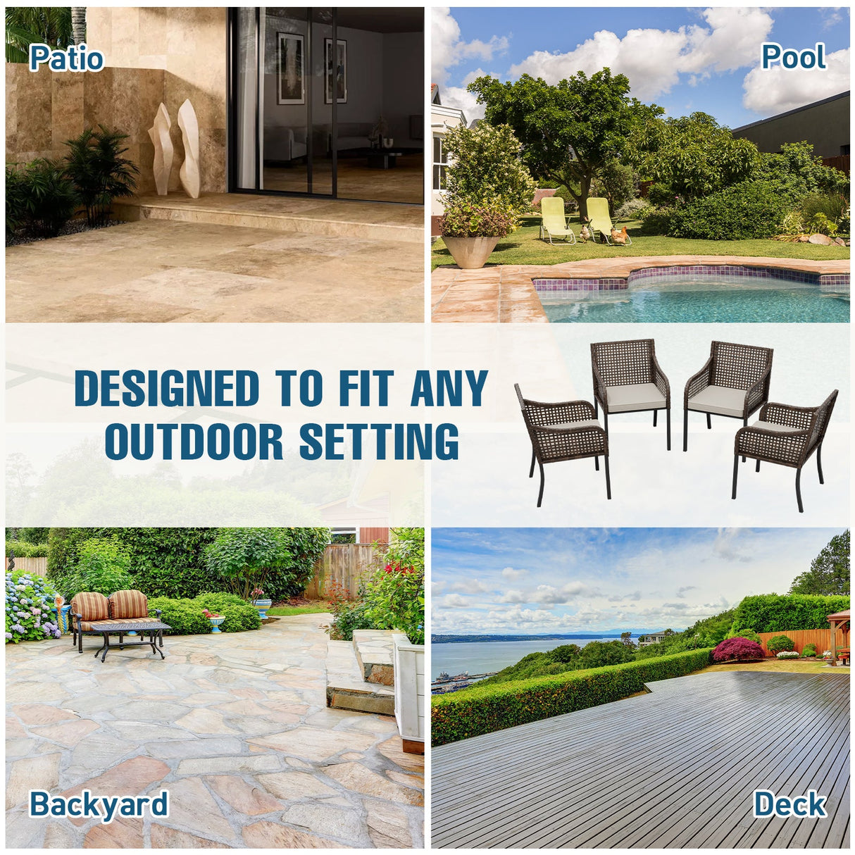 Sienna Bay Outdoor Wicker Dining Chairs, Set of 2,4, Brown/Beige - Eagle Peak Custom Canopy Tent