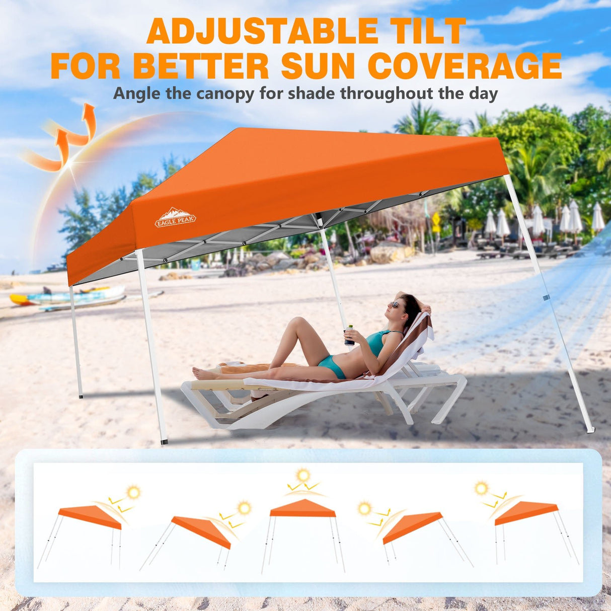 Slant Leg Pop up Canopy Tent, 10x10 Base 8x8 Top - Eagle Peak®