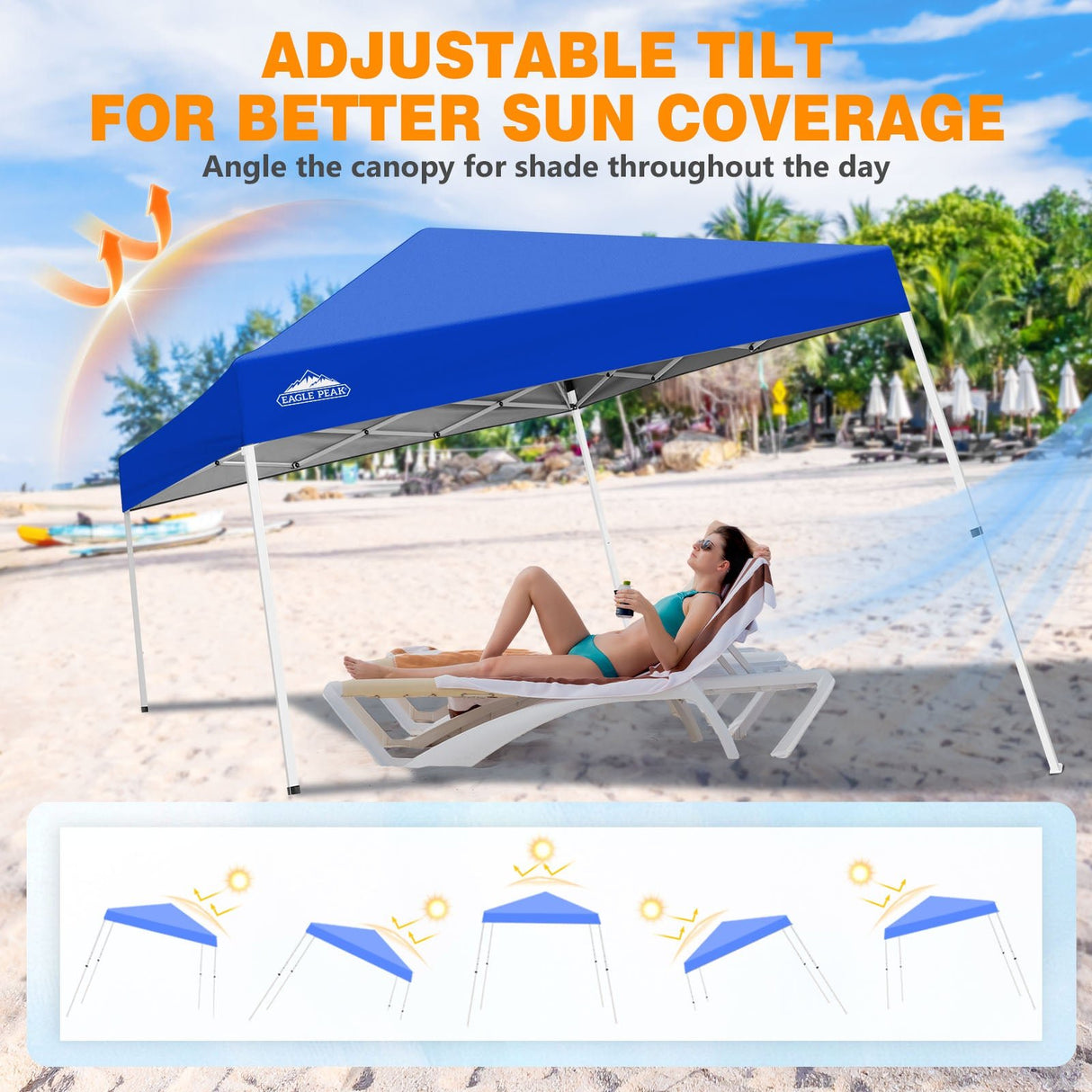 Slant Leg Pop up Canopy Tent, 10x10 Base 8x8 Top - Eagle Peak®
