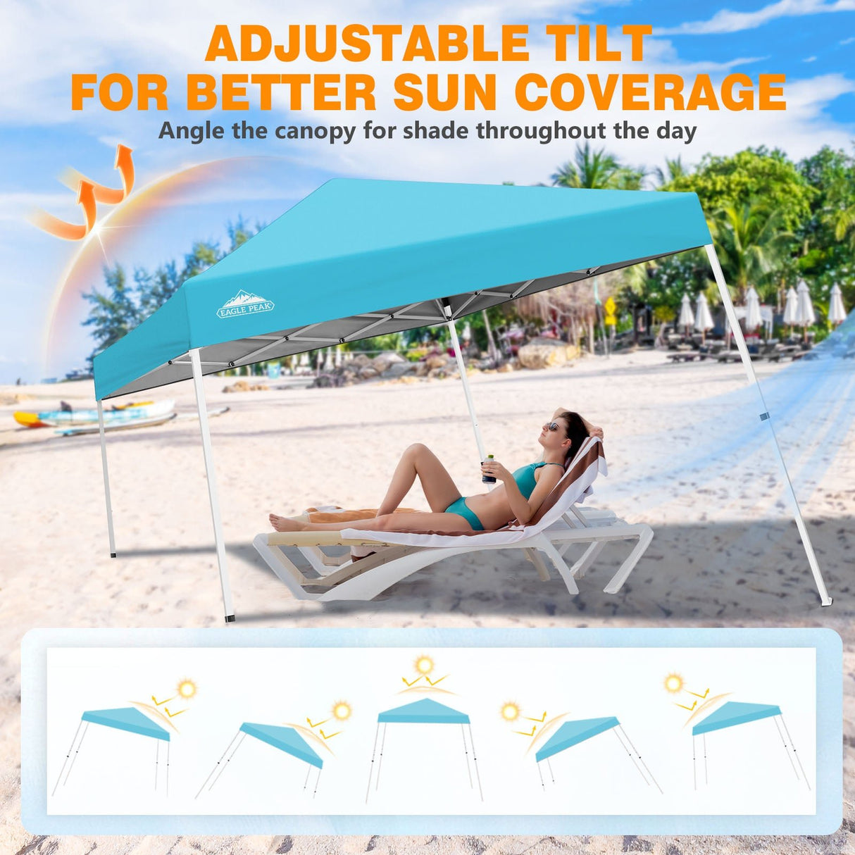 Slant Leg Pop up Canopy Tent, 10x10 Base 8x8 Top - Eagle Peak®