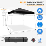 Slant Leg Pop up Canopy Tent, 10x10 Base 8x8 Top - Eagle Peak Custom Canopy Tent