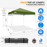 Slant Leg Pop up Canopy Tent, 10x10 Base 8x8 Top - Eagle Peak®