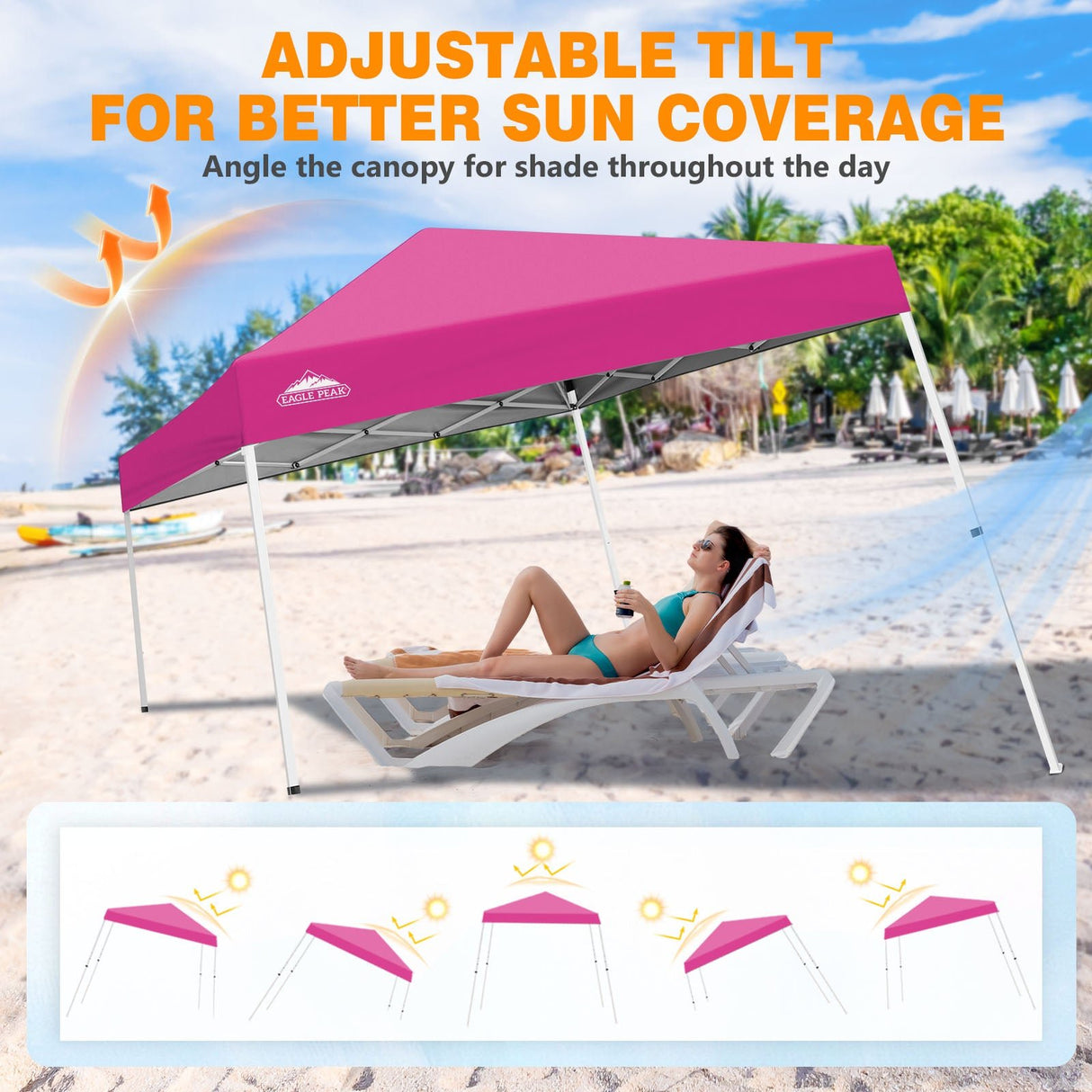 Slant Leg Pop up Canopy Tent, 10x10 Base 8x8 Top - Eagle Peak®