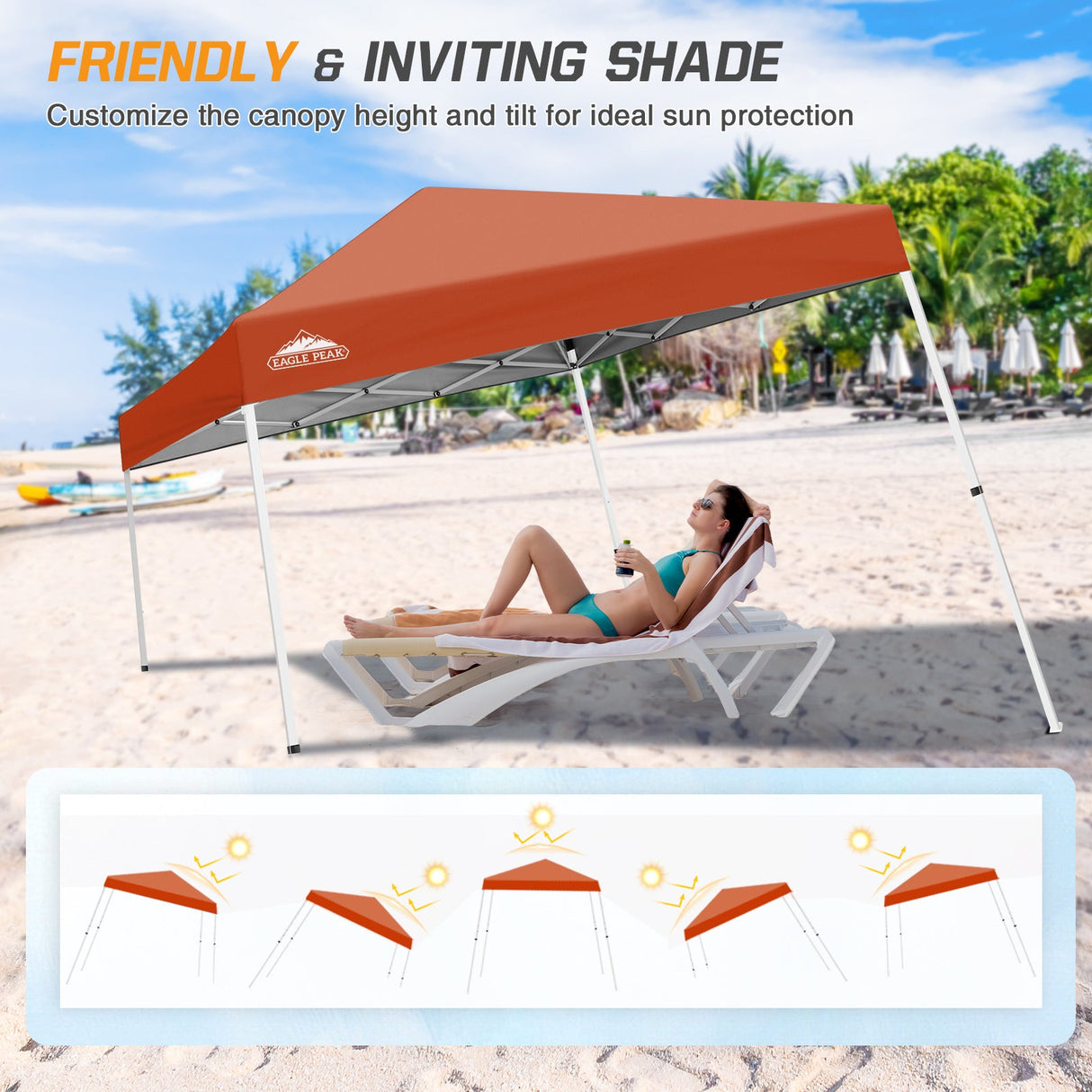 Slant Leg Pop up Canopy Tent, 10x10 Base 8x8 Top - Eagle Peak Custom Canopy Tent