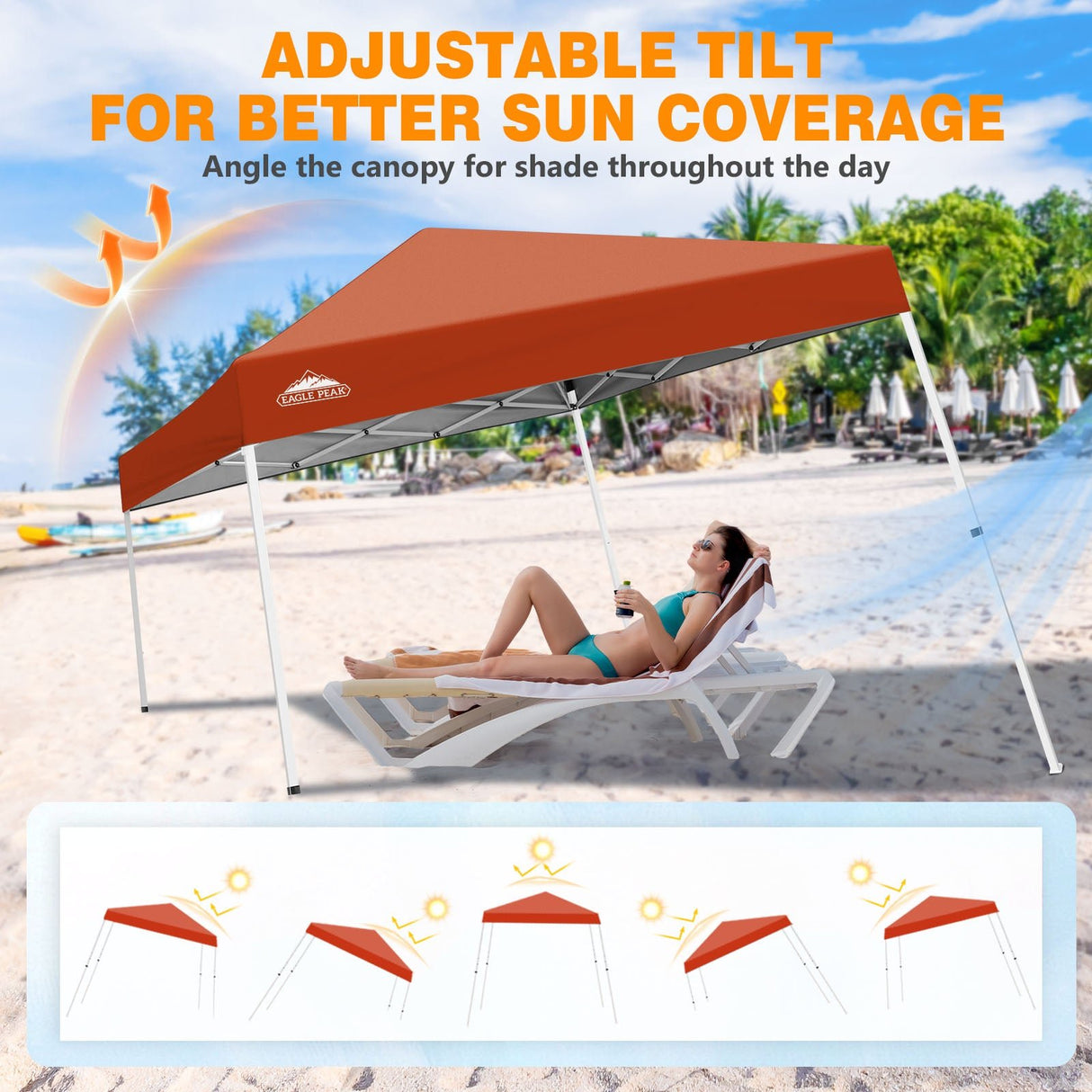 Slant Leg Pop up Canopy Tent, 10x10 Base 8x8 Top - Eagle Peak®