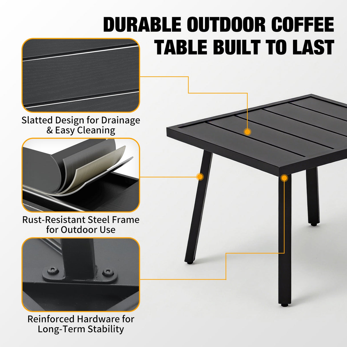 Small Patio Side Table/Coffee Table, Square/Rectangle - Eagle Peak Custom Canopy Tent