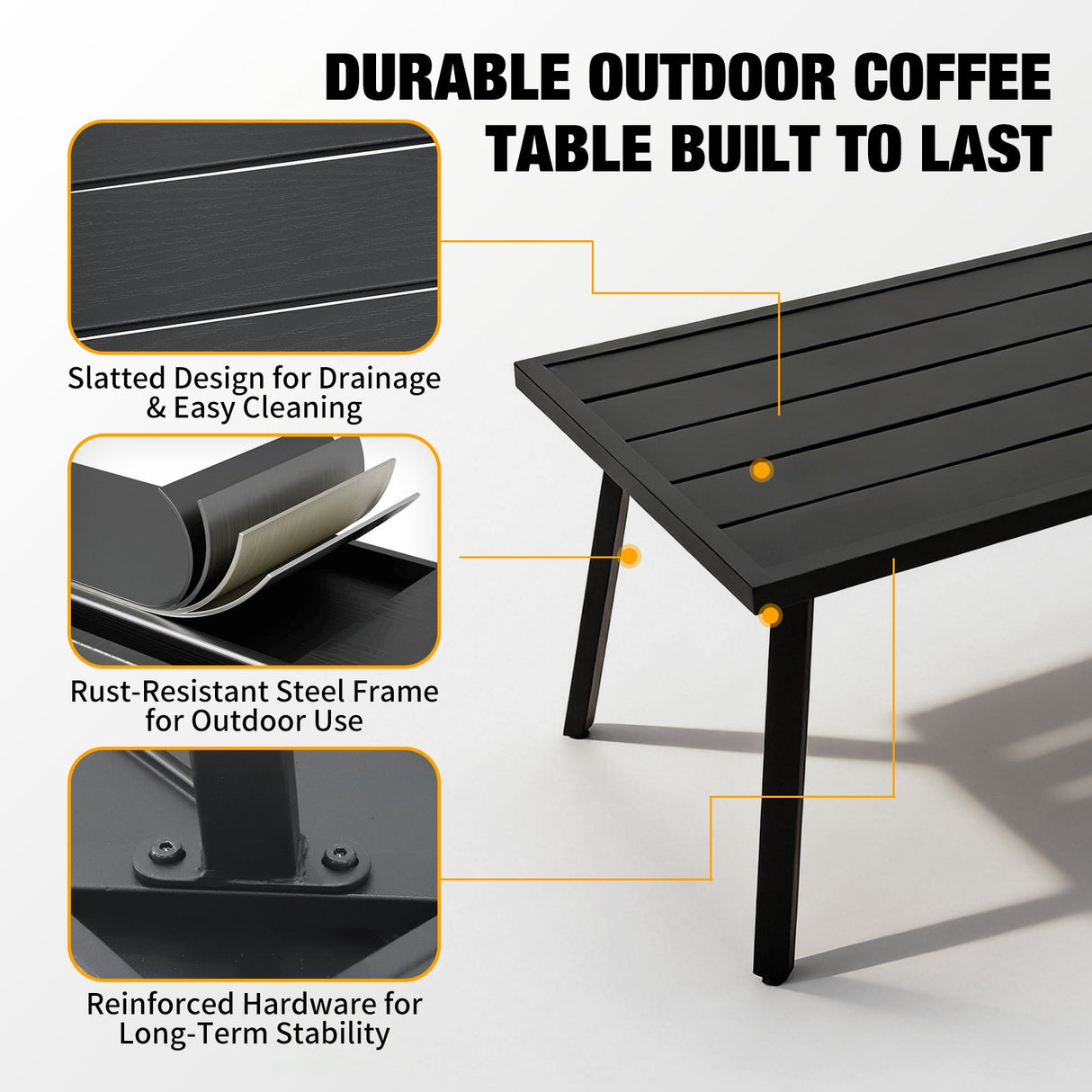 Small Patio Side Table/Coffee Table, Square/Rectangle - Eagle Peak Custom Canopy Tent