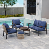 Sunset Dune Outdoor 6 PCS Patio Furniture, 2 Chairs 1 Loveseat 2 Tables Ottoman - Eagle Peak Custom Canopy Tent