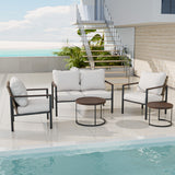 Sunset Dune Outdoor 6 PCS Patio Furniture, 2 Chairs 1 Loveseat 2 Tables Ottoman - Eagle Peak Custom Canopy Tent