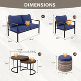 Sunset Dune Outdoor Patio Furniture, 2 Chairs 1 Loveseat 2 Tables Ottoman, 6 - Piece Set - Eagle Peak Custom Canopy Tent