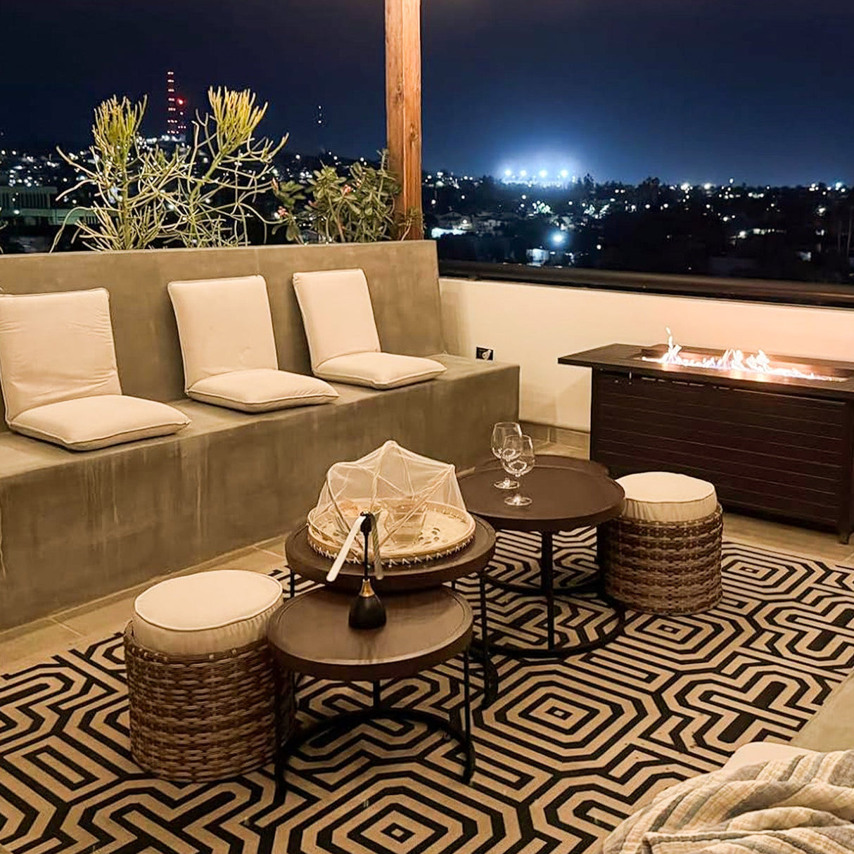 Sunset Dune Outdoor Patio Furniture, Set of 2 Nesting Coffee Tables 1 Ottoman - Eagle Peak Custom Canopy Tent