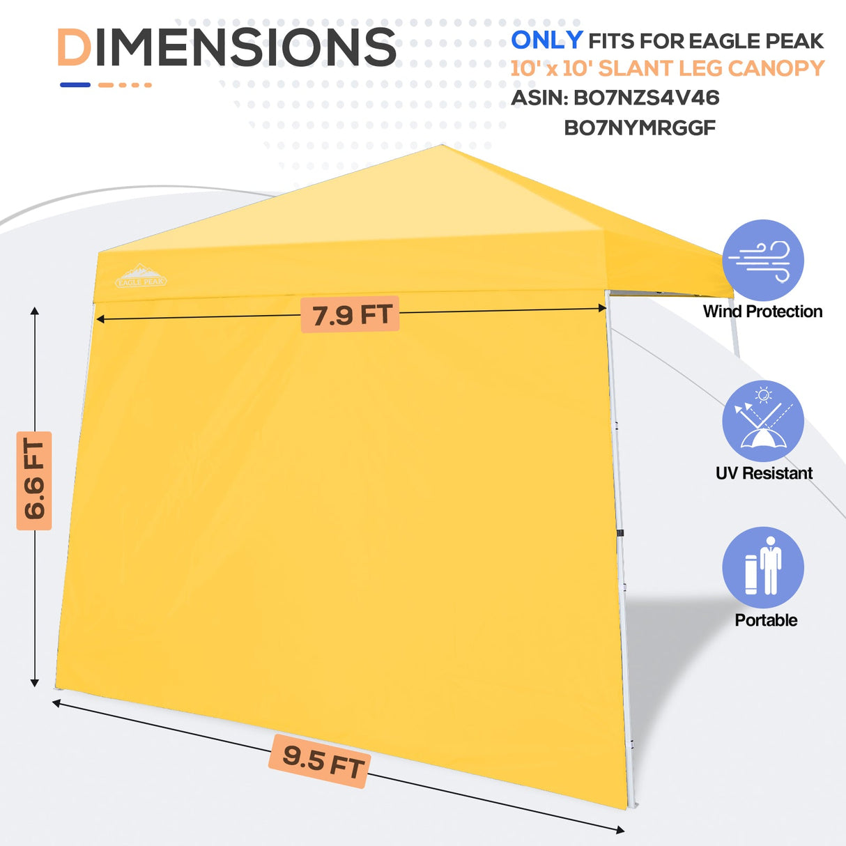 Sunwall / Sidewall for 10x10 Slant Leg Canopy Only, 1 Sidewall - Eagle Peak Custom Canopy Tent