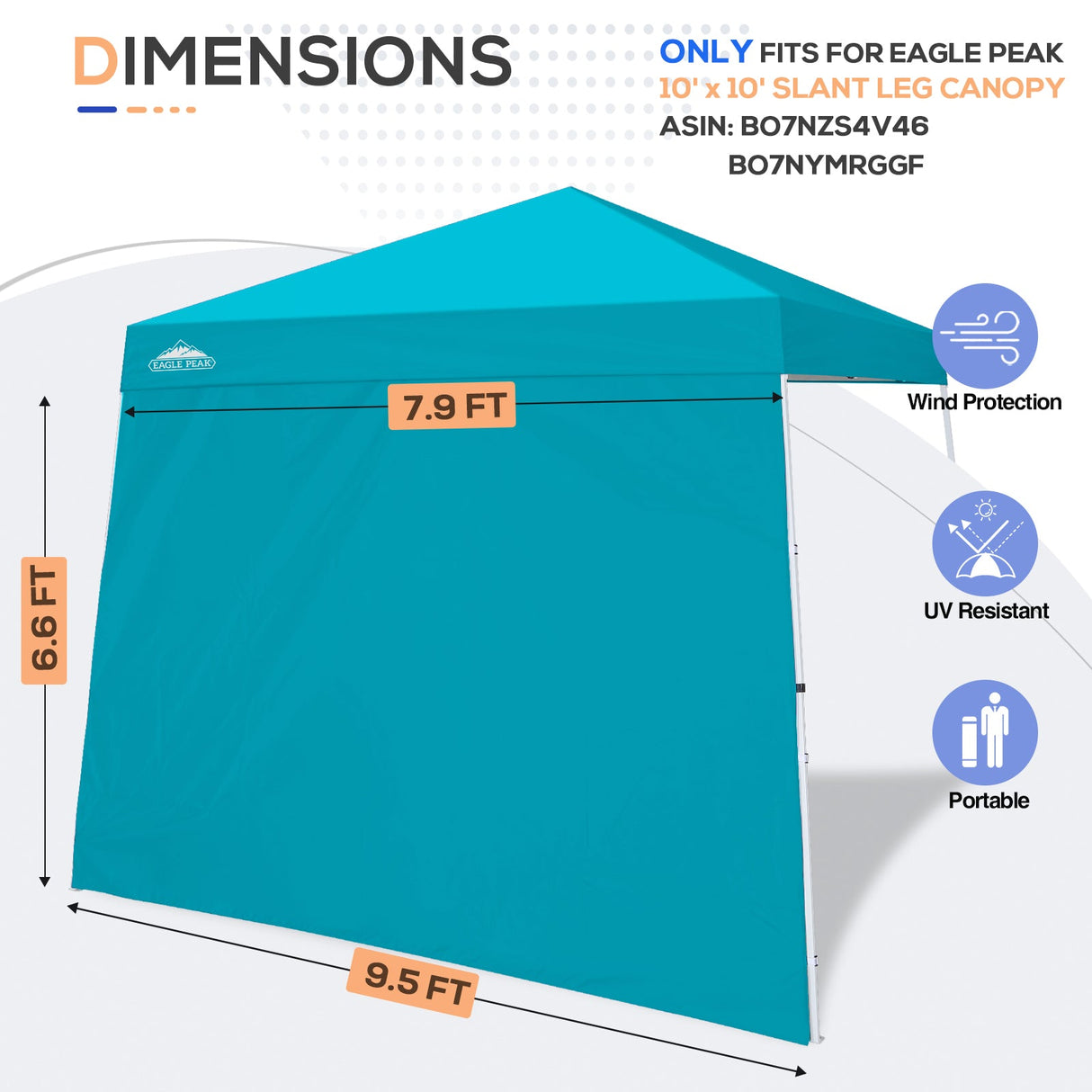 Sunwall / Sidewall for 10x10 Slant Leg Canopy Only, 1 Sidewall - Eagle Peak Custom Canopy Tent