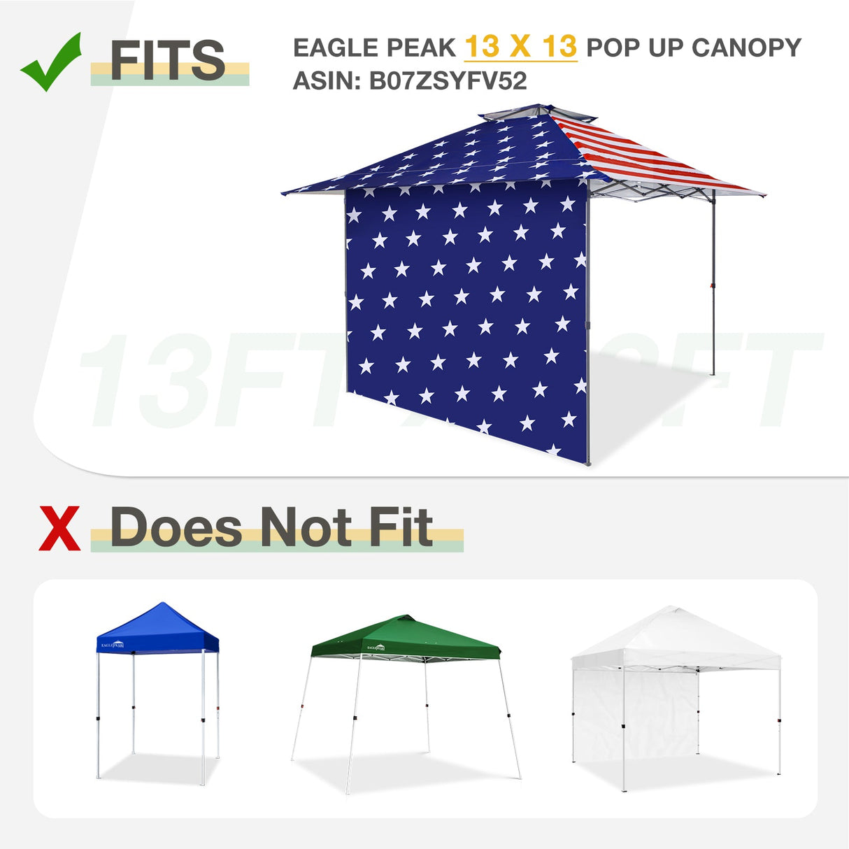 Sunwall / Sidewall for 13x13 ft Straight Leg Canopy - Eagle Peak Custom Canopy Tent