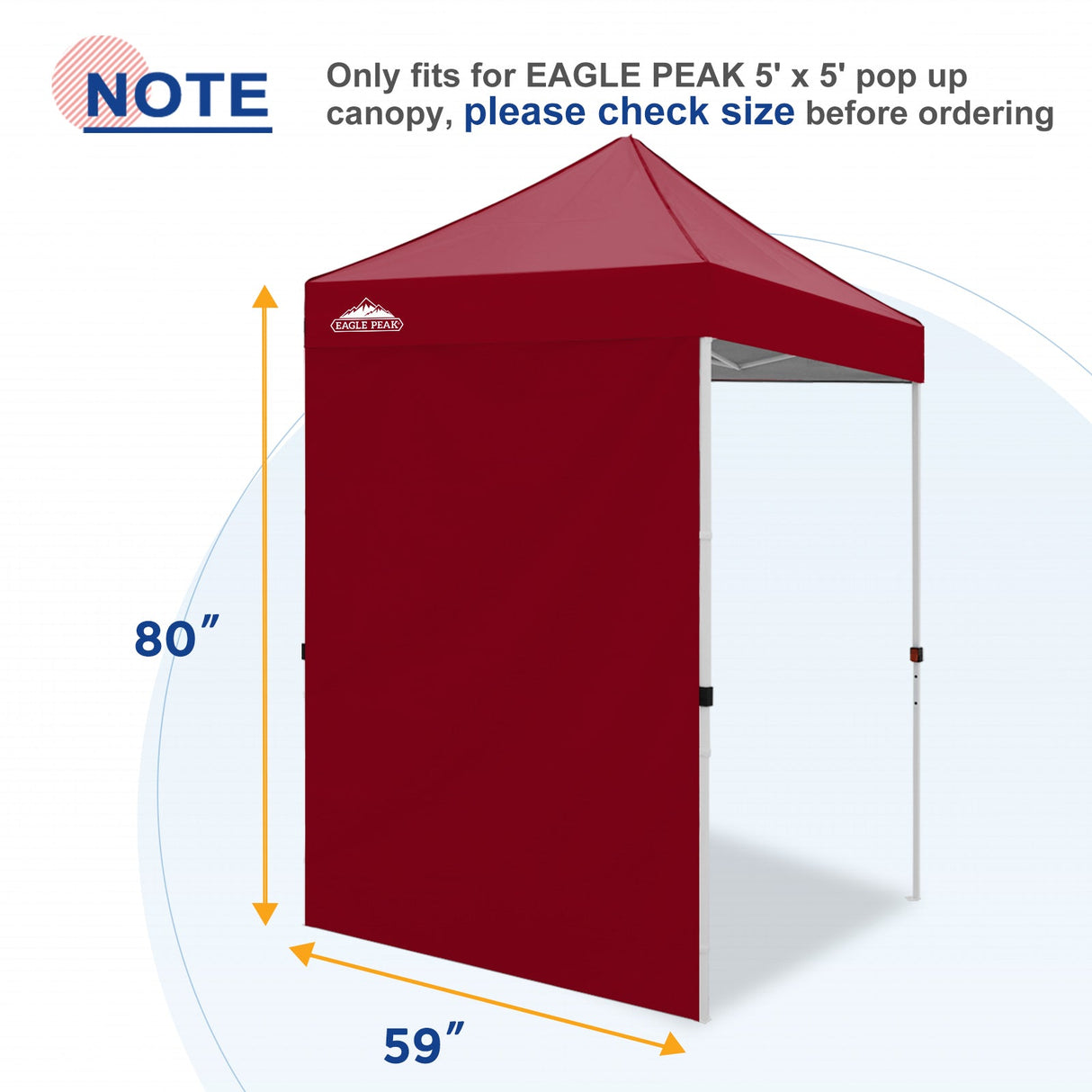 Sunwall / Sidewall for 5x5 ft Straight Leg Canopy only 1 Sidewall - Eagle Peak Custom Canopy Tent