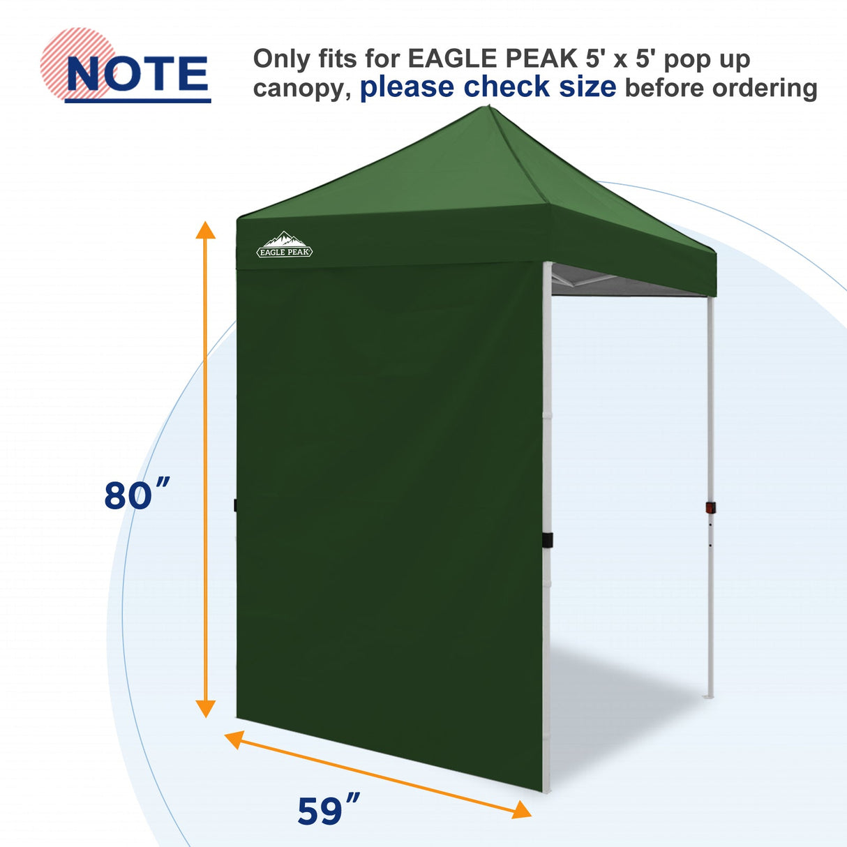 Sunwall / Sidewall for 5x5 ft Straight Leg Canopy only 1 Sidewall - Eagle Peak Custom Canopy Tent