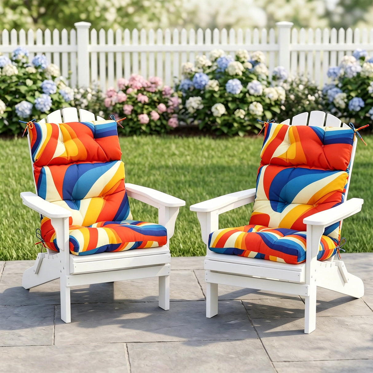 Tufted Outdoor/Indoor High Back Patio Chair Cushion, Set of 2, 46'' x 22'' - Eagle Peak