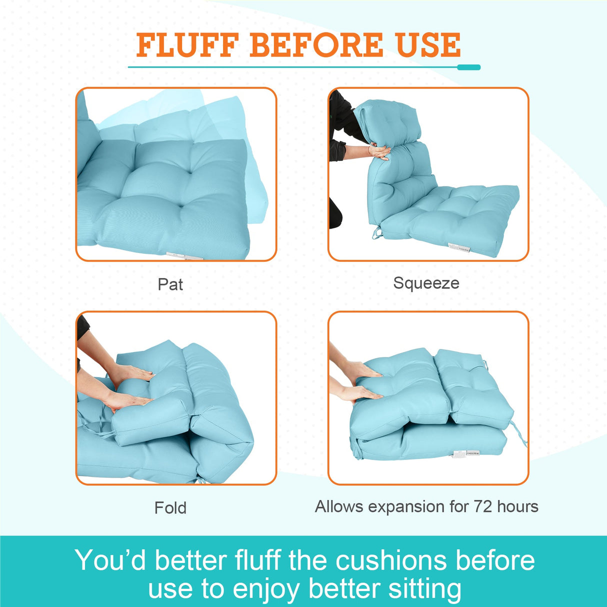 Tufted Outdoor/Indoor High Back Patio Chair Cushion, Set of 2, 46'' x 22'' - Eagle Peak Custom Canopy Tent