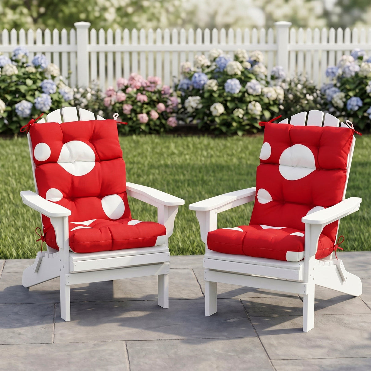 Tufted Outdoor/Indoor High Back Patio Chair Cushion, Set of 2, 46'' x 22'' - Eagle Peak
