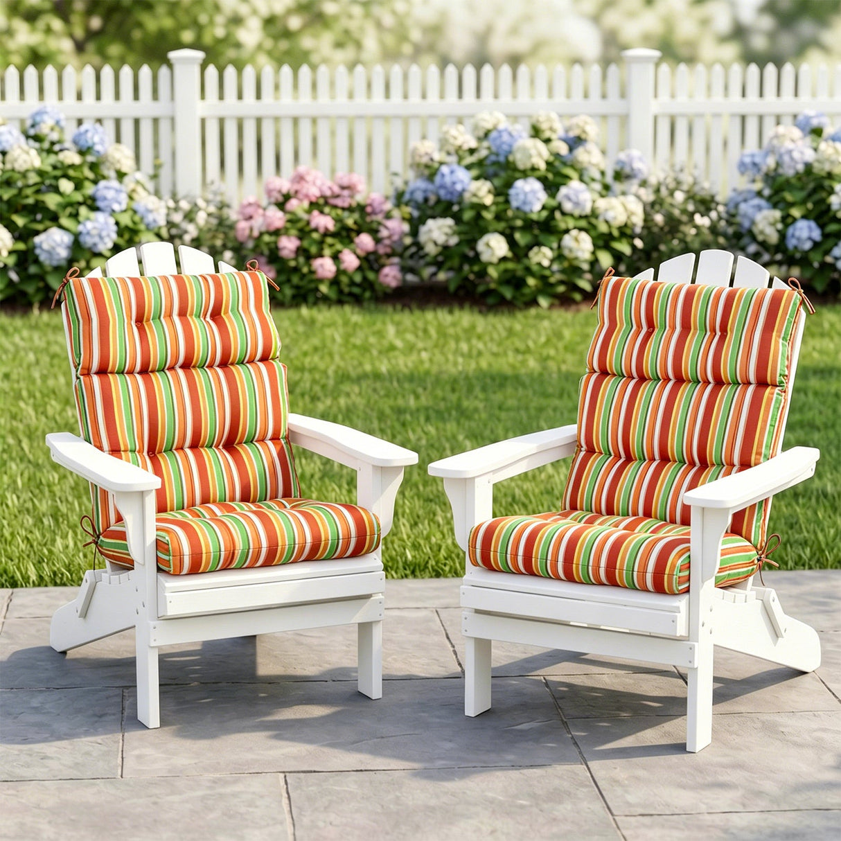 Tufted Outdoor/Indoor High Back Patio Chair Cushion, Set of 2, 46'' x 22'' - Eagle Peak