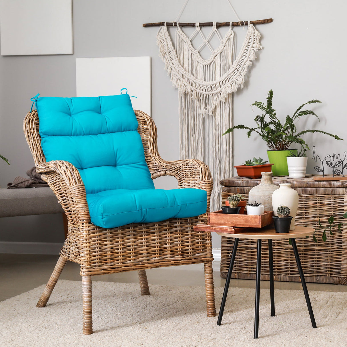 Tufted Outdoor/Indoor High Back Patio Chair Cushion, Set of 2, 46'' x 22'' - Eagle Peak Custom Canopy Tent