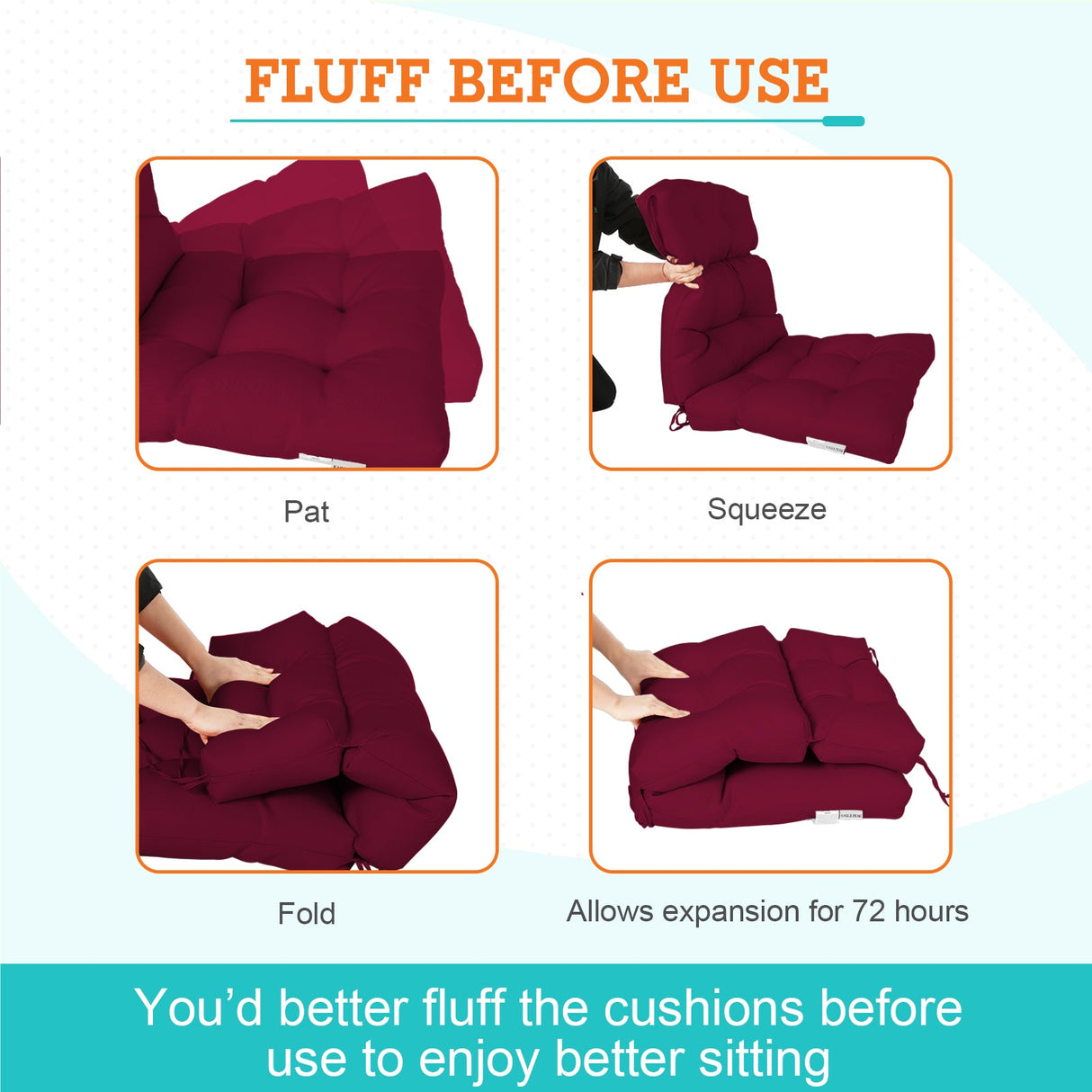 Tufted Outdoor/Indoor High Back Patio Chair Cushion, Set of 2, 46'' x 22'' - Eagle Peak Custom Canopy Tent