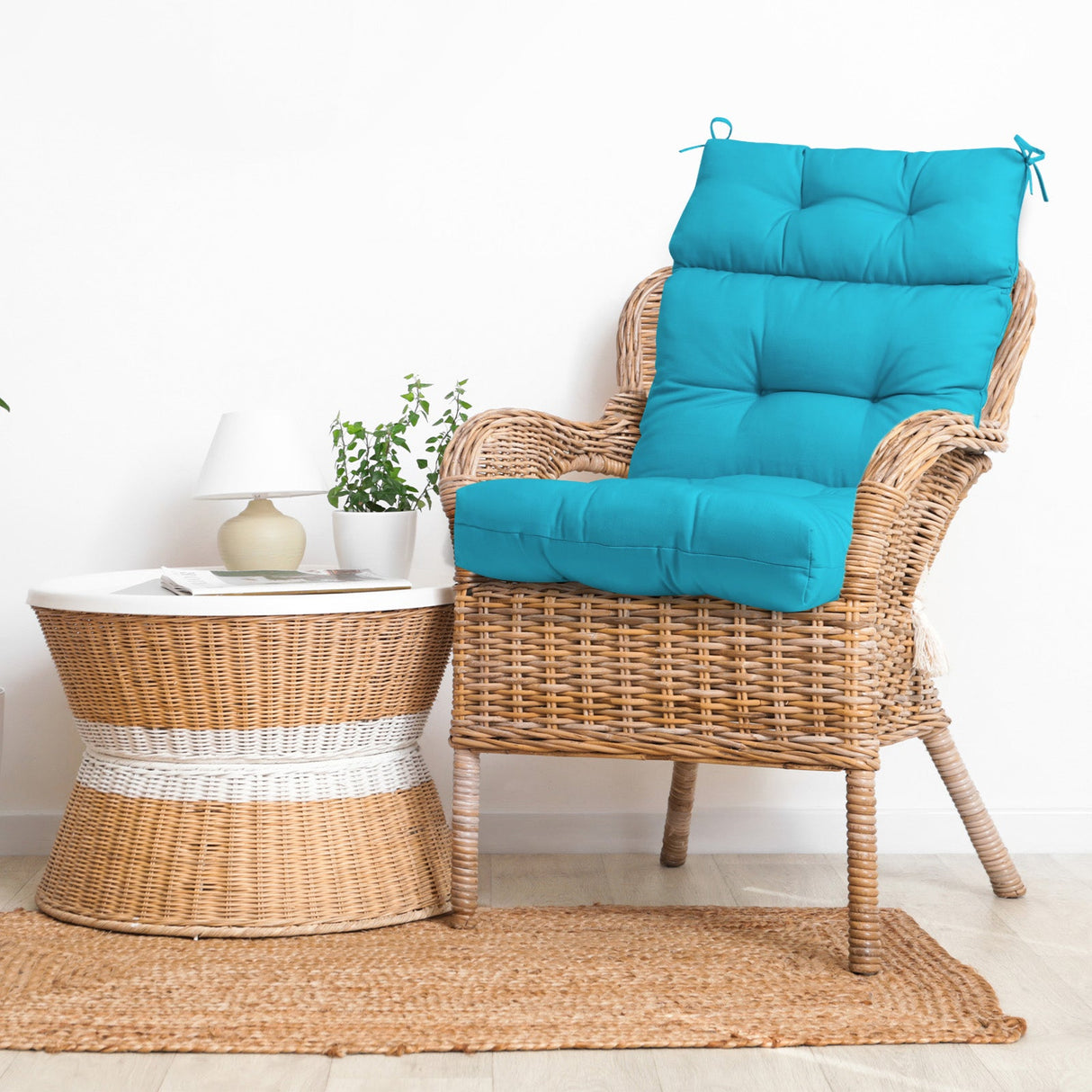 Tufted Outdoor/Indoor High Back Patio Chair Cushions, Set of 4, 46'' x 22'' - Eagle Peak Custom Canopy Tent