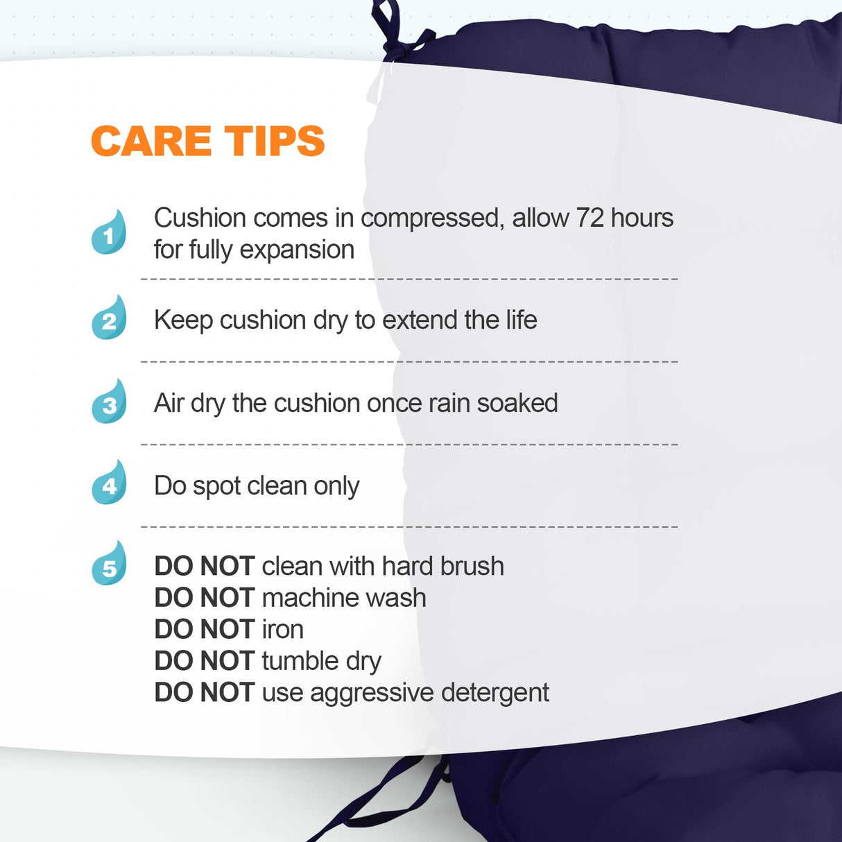 Tufted Outdoor/Indoor Seat/Back Chair Cushion, Set of 2, 42'' x 21'' - Eagle Peak Custom Canopy Tent