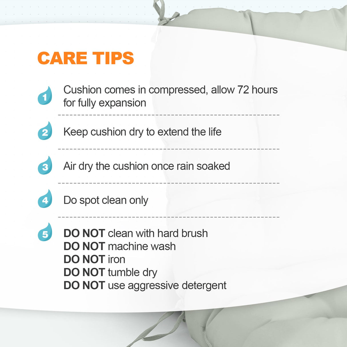 Tufted Outdoor/Indoor Seat/Back Chair Cushion, Set of 2, 42'' x 21'' - Eagle Peak Custom Canopy Tent