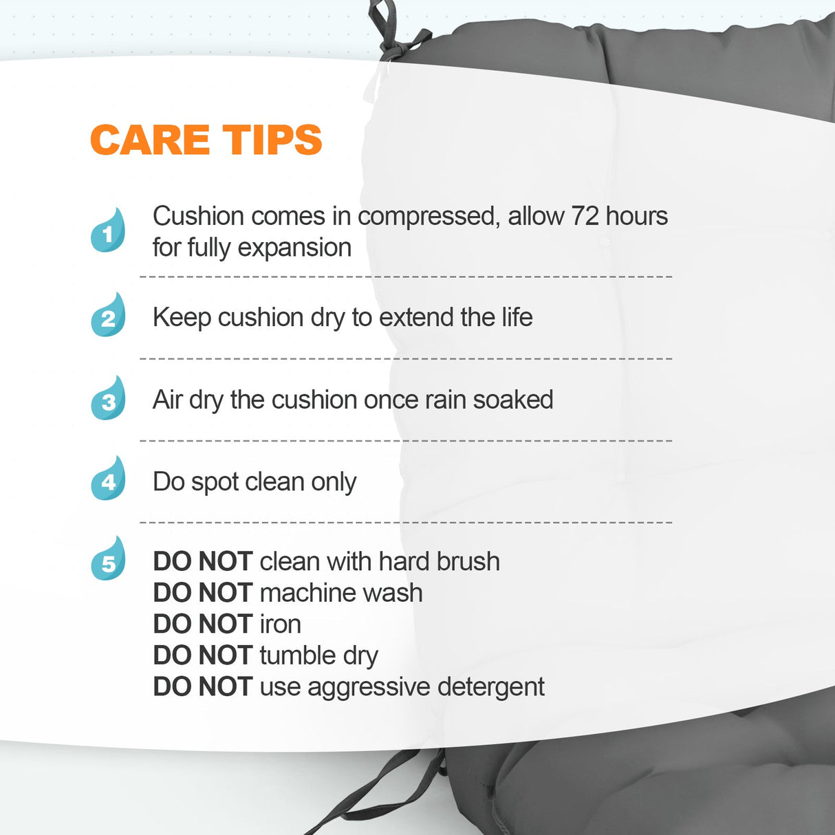 Tufted Outdoor/Indoor Seat/Back Chair Cushion, Set of 2, 42'' x 21'' - Eagle Peak Custom Canopy Tent