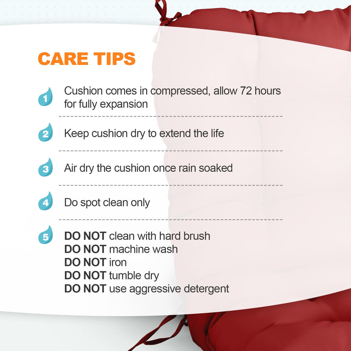 Tufted Outdoor/Indoor Seat/Back Chair Cushion, Set of 2, 42'' x 21'' - Eagle Peak Custom Canopy Tent