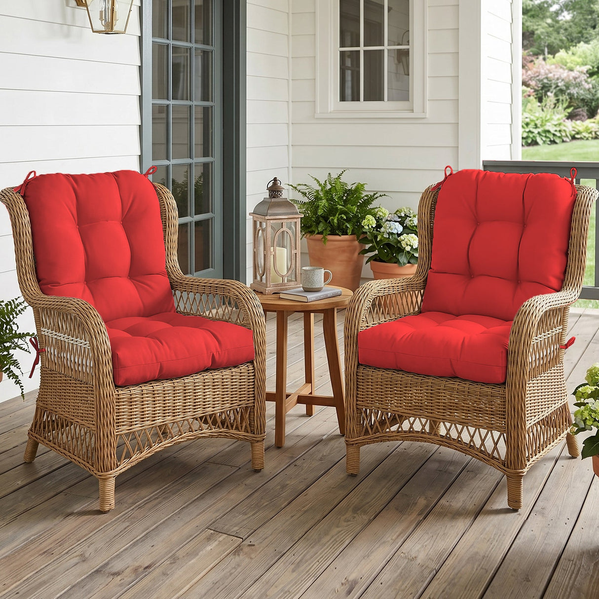 Tufted Outdoor/Indoor Seat/Back Chair Cushion, Set of 2, 42'' x 21'' - Eagle Peak