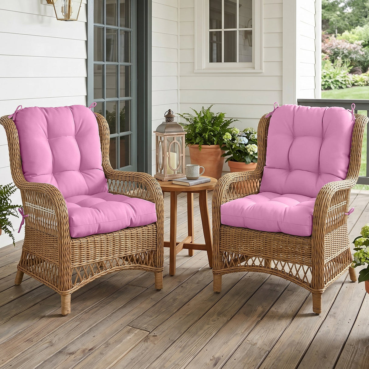 Tufted Outdoor/Indoor Seat/Back Chair Cushion, Set of 2, 42'' x 21'' - Eagle Peak