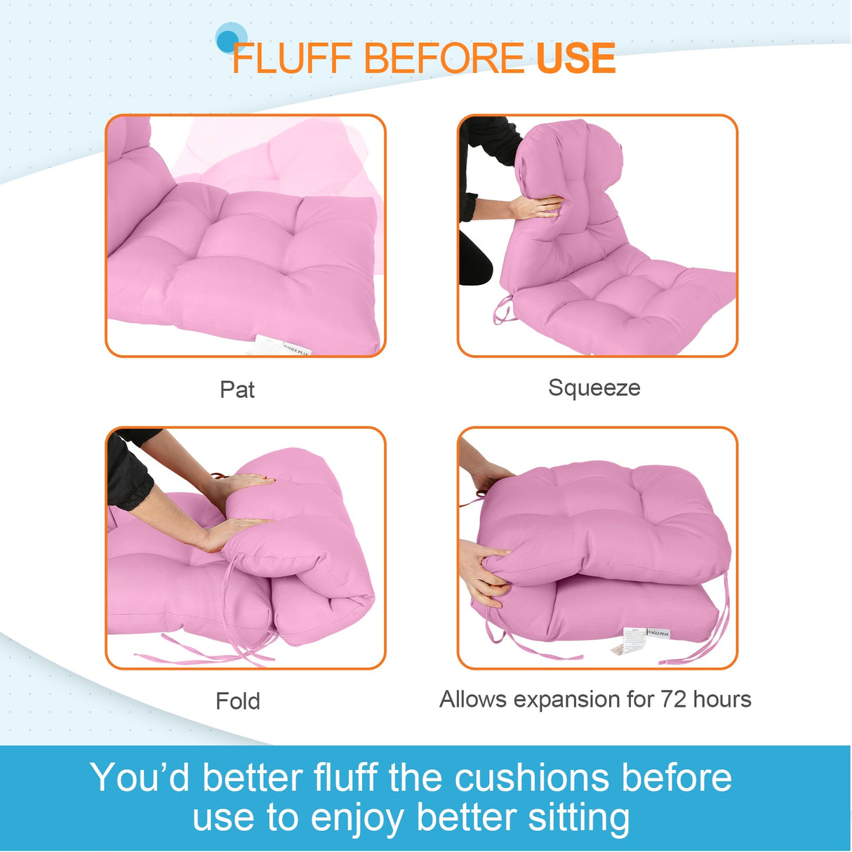 Tufted Outdoor/Indoor Seat/Back Chair Cushion, Set of 2, 42'' x 21'' - Eagle Peak Custom Canopy Tent